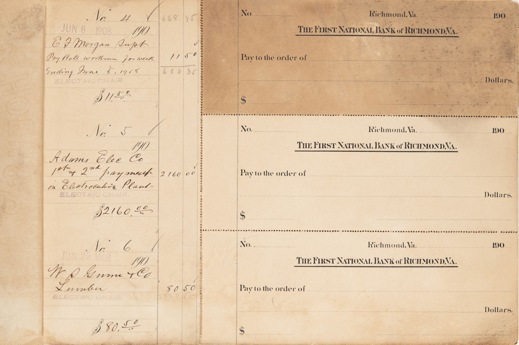 Electric chair invoice